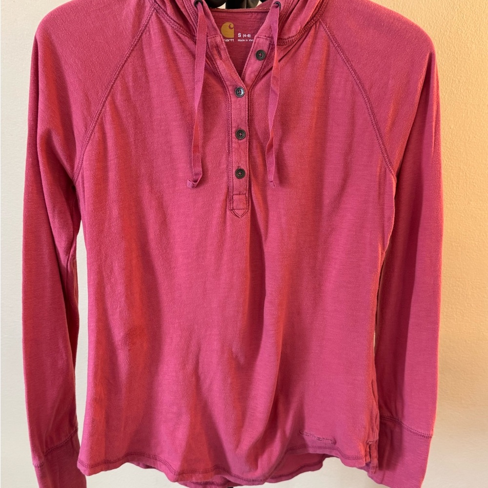 Preloved Coral Carhartt  Long Sleeve Hoodie